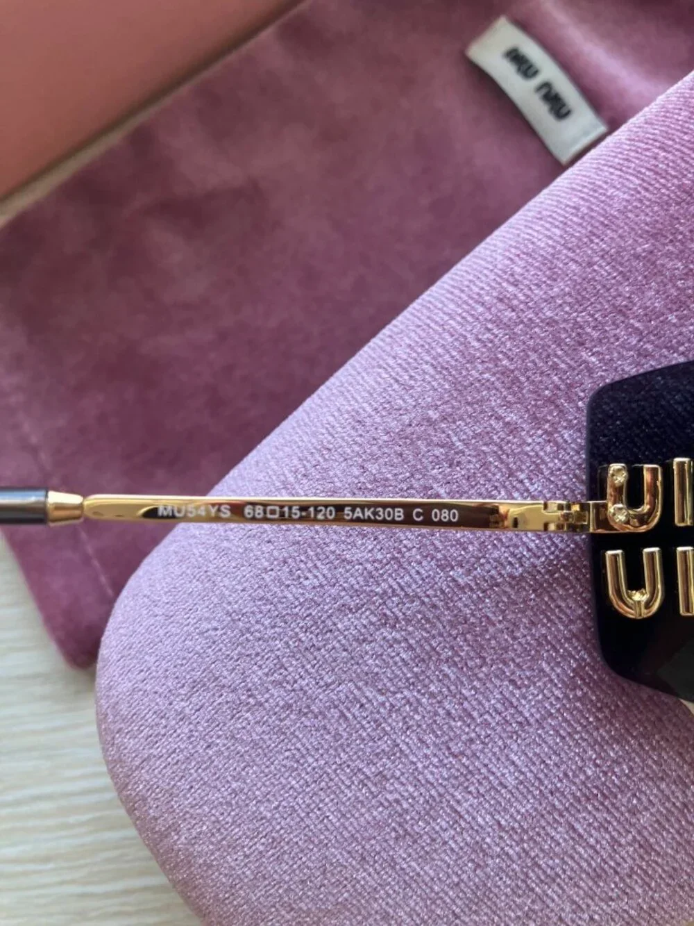 Miu Miu MU54YS Gold Logo Rimless Sunglasses